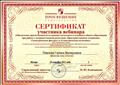 Сертификат участника вебинара Сертификат участника вебинара